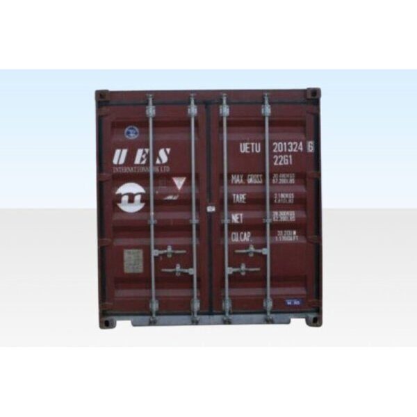 Blue 40ft shipping container with cargo doors closed