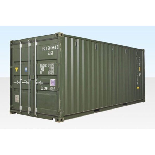 Flat rack container loaded with industrial machinery